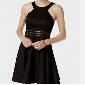 Black Sleeveless Halter Skater Dress
